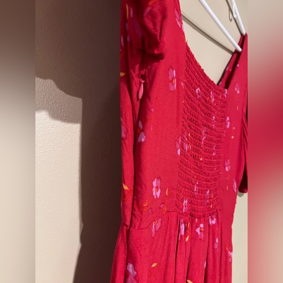 Z Supply Mavis Hot Pink/Ref Floral Modi Dress Size Médium Front Cut Out - Picture 7 of 11